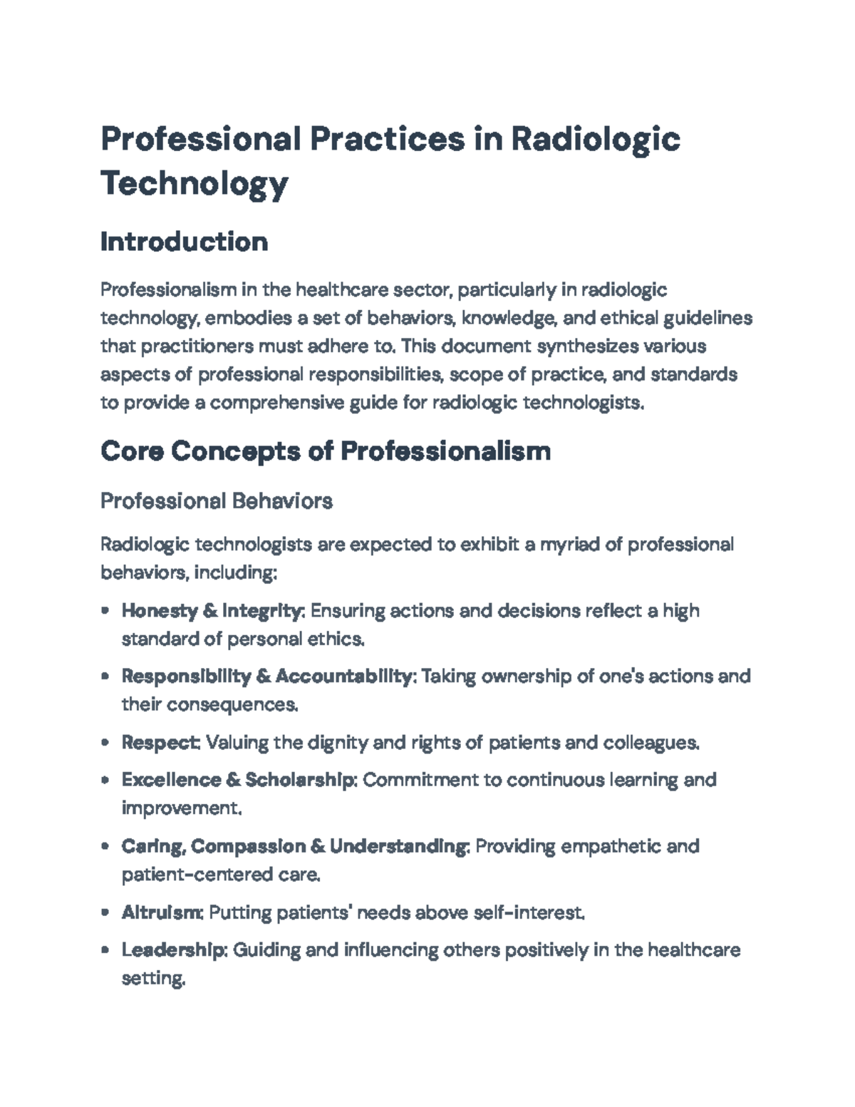 Professional Practices and Ethical Standards in Radiologic Technology ...
