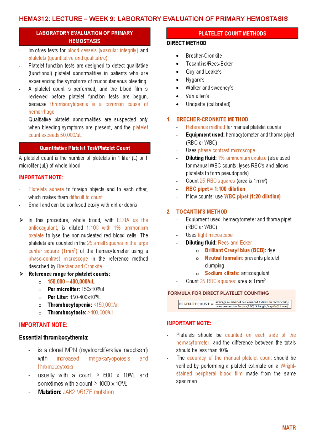 Laboratory Evaluation of Primary Hemostasis: Platelet Count & Tests ...