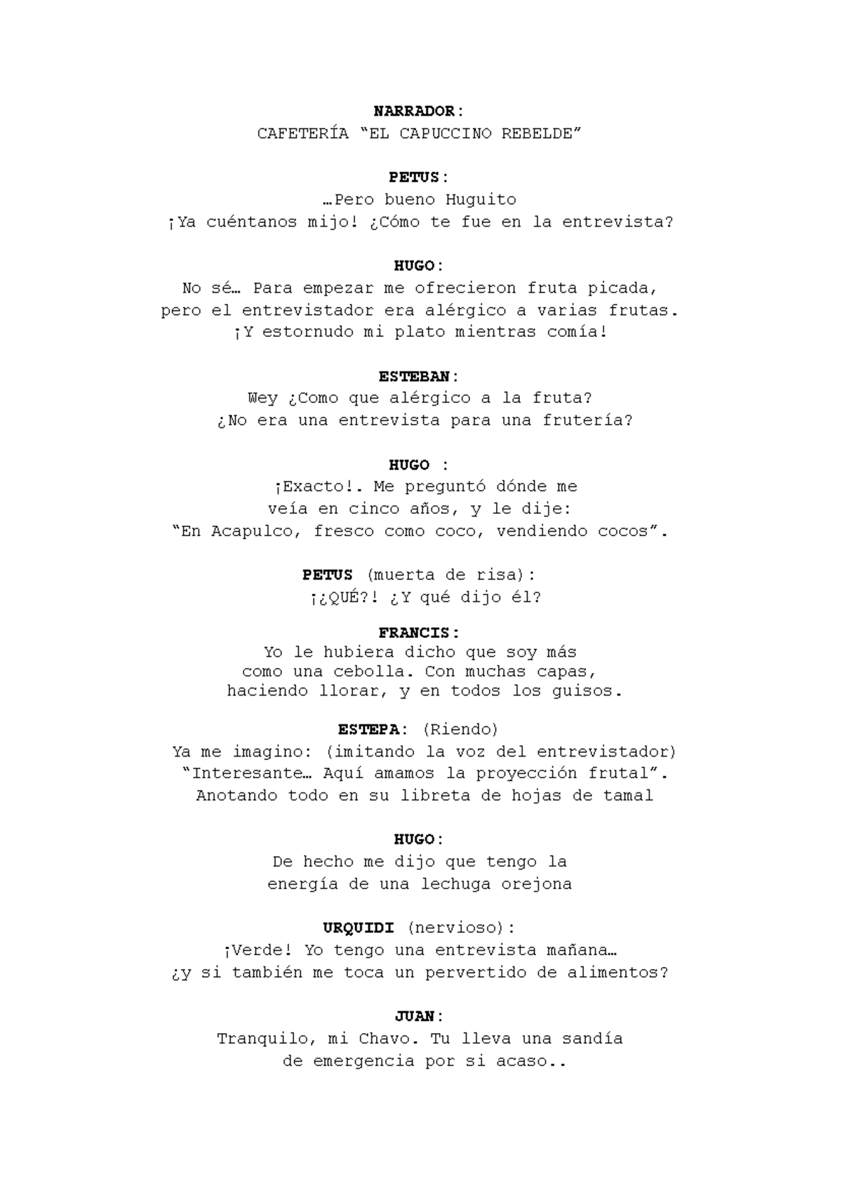 Entrevista en Cafetería Capuccino: Reflexiones y Anécdotas - Studocu