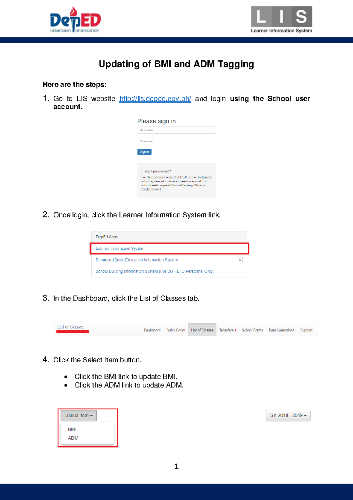 Tutorial: BMI and ADM Tagging Steps for LIS System Update - Studocu