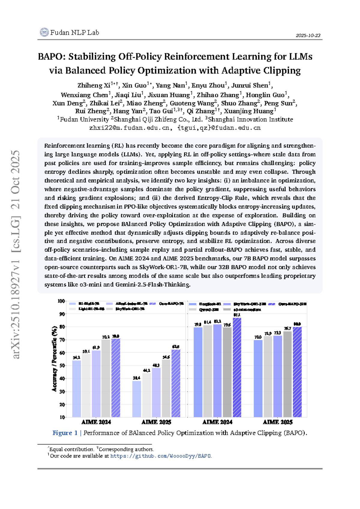 BAPO 2025: Stabilizing RL for LLMs via Balanced Policy Optimization ...