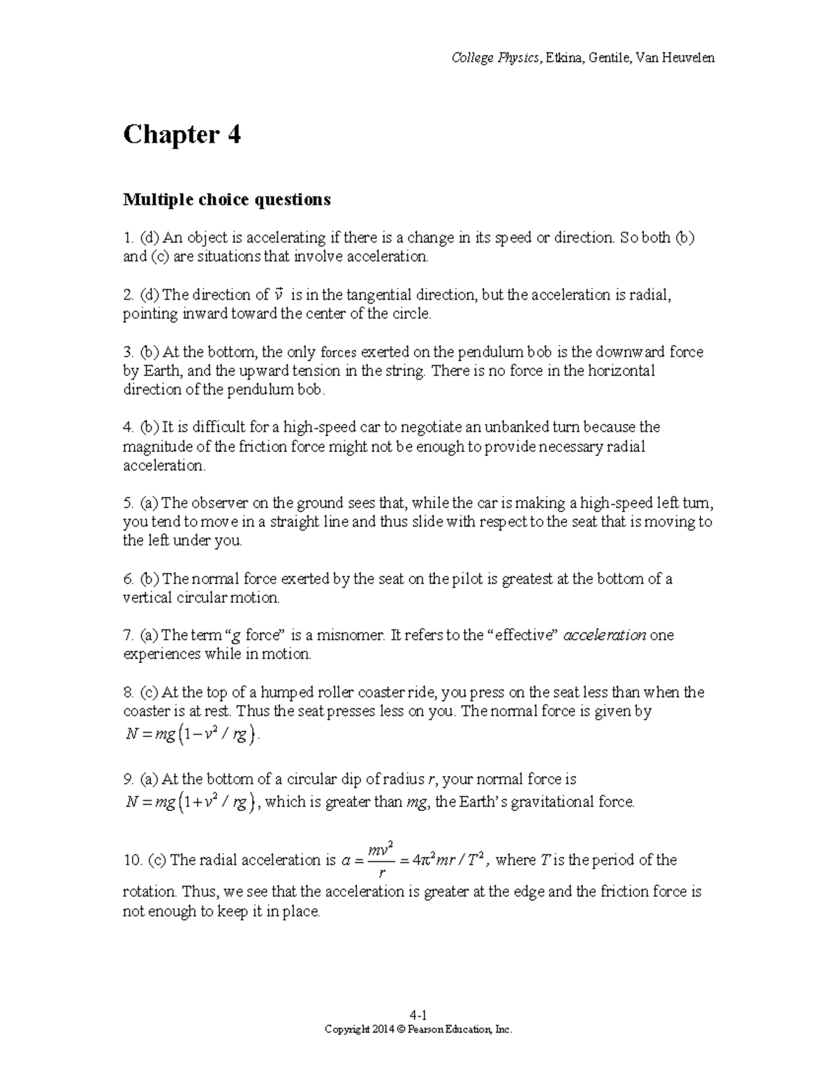 Chapter 04 - Textbook Practice Questions on Circular Motion - Studocu