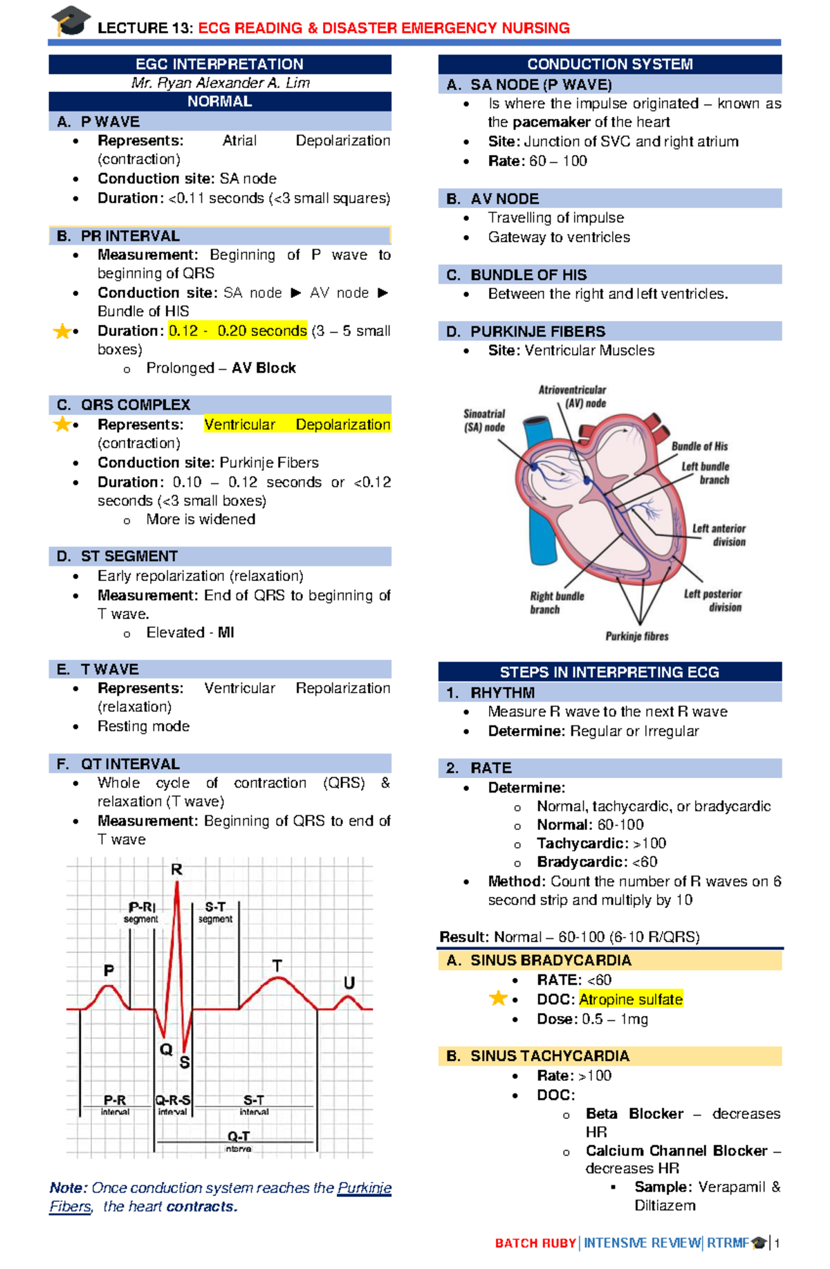 BATCH LECTURE 13: ECG READING IN DISASTER EMERGENCY NURSING REVIEW ...