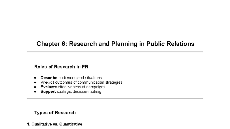 Public Relations Research & Planning: Strategies & Techniques (PR 101 ...