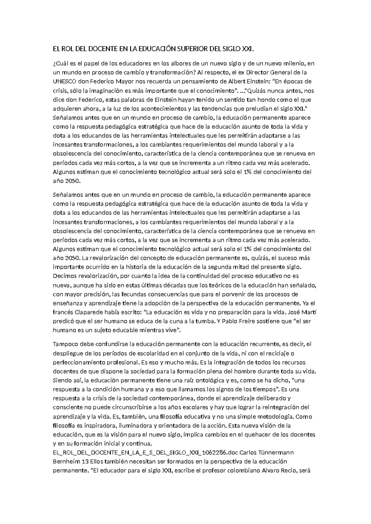 EL ROL DEL Docente EN LA Educación Superior DEL Siglo XXI - EL ROL DEL ...