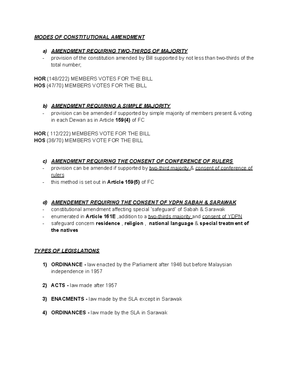 LAW033 - .... - MODES OF CONSTITUTIONAL AMENDMENT a) AMENDMENT ...