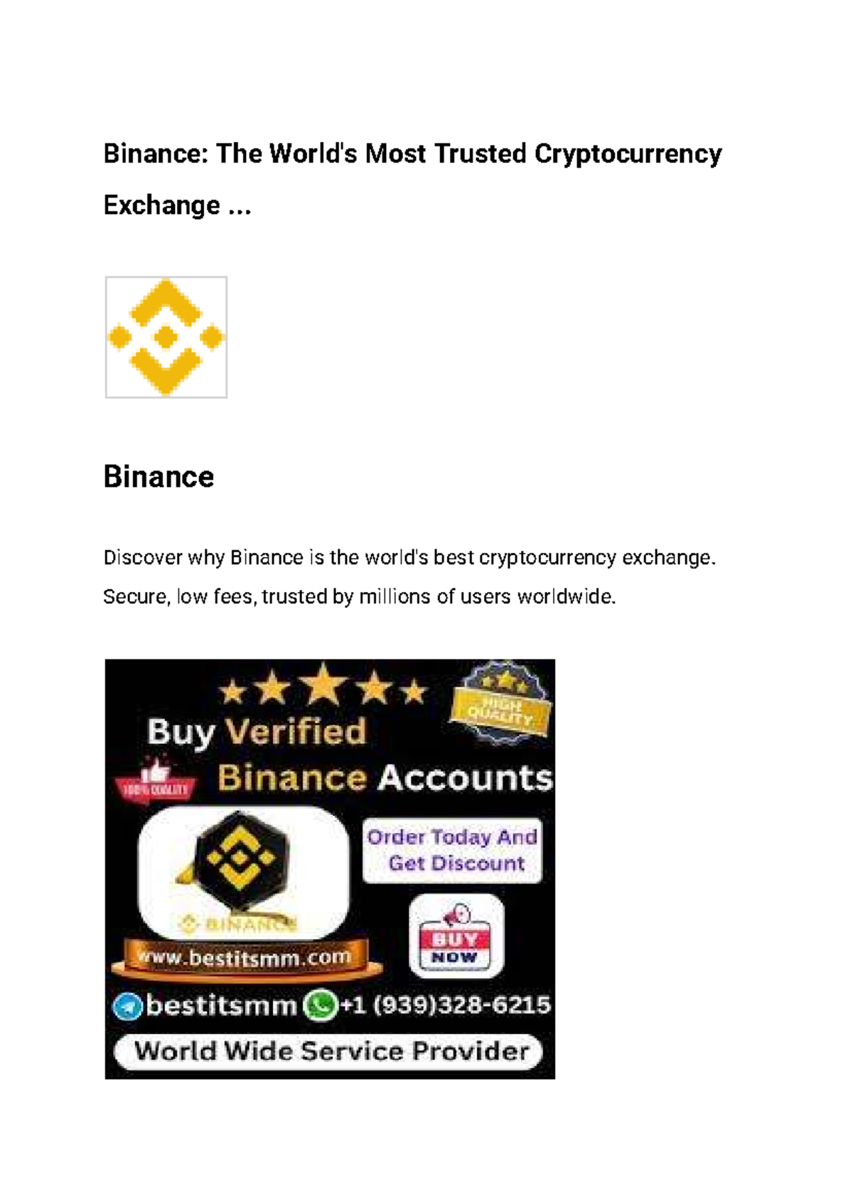 A Guide to Securely Buying Verified Binance Accounts (FIN-101) - Studocu
