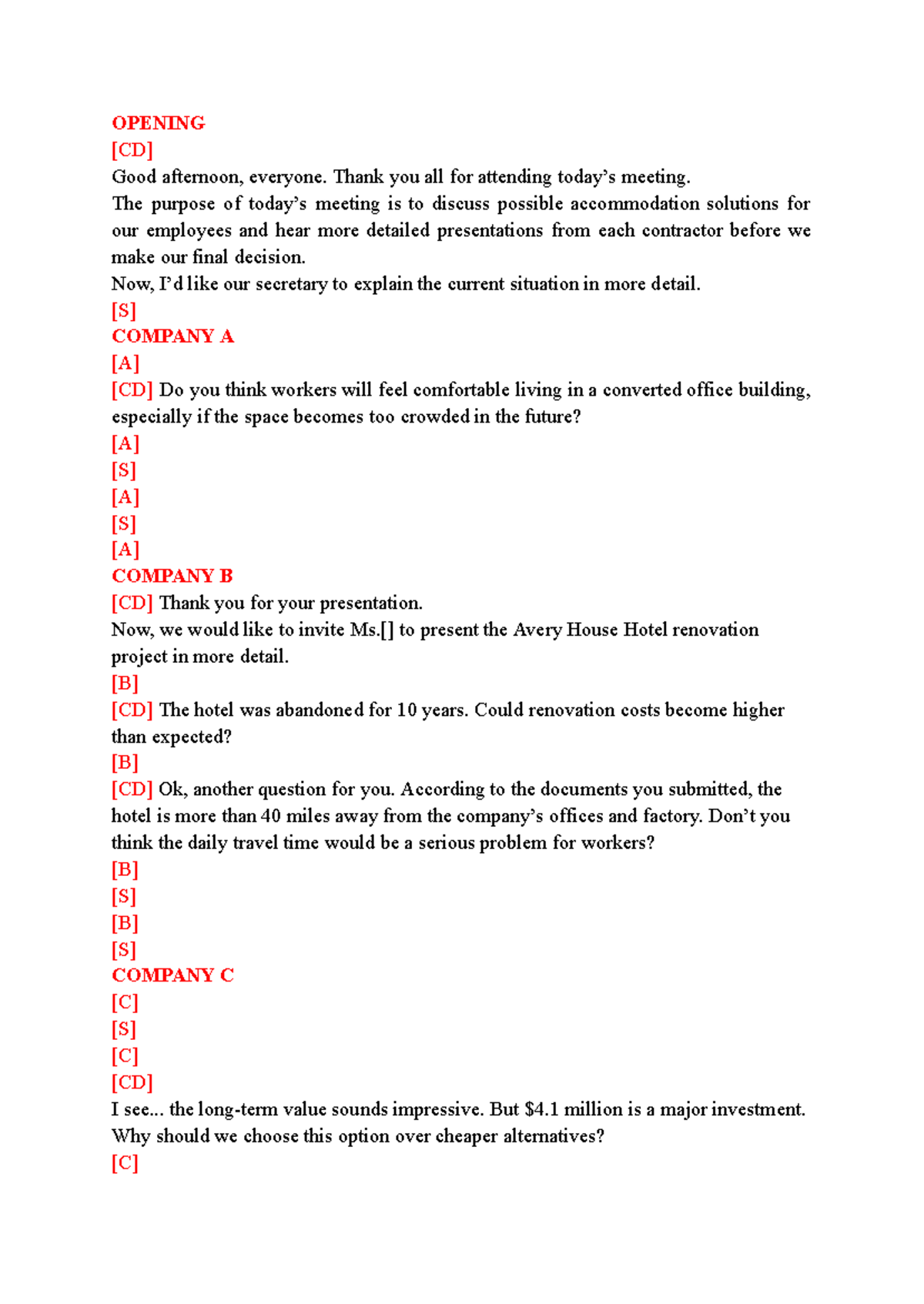 Meeting Notes: Accommodation Solutions Discussion - Script CD - Studocu