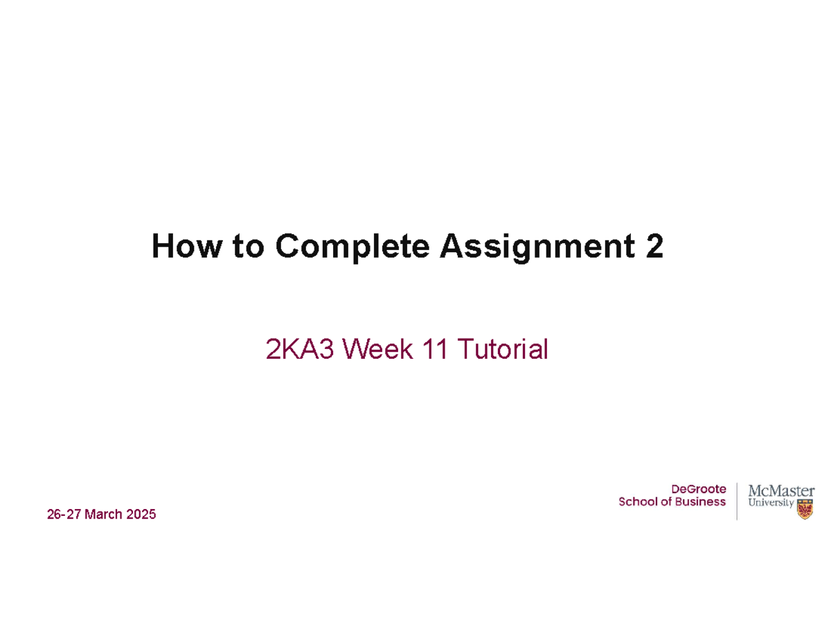 2KA3 Assignment 2 Case Study Tutorial: MacDaddy Solutions Analysis ...