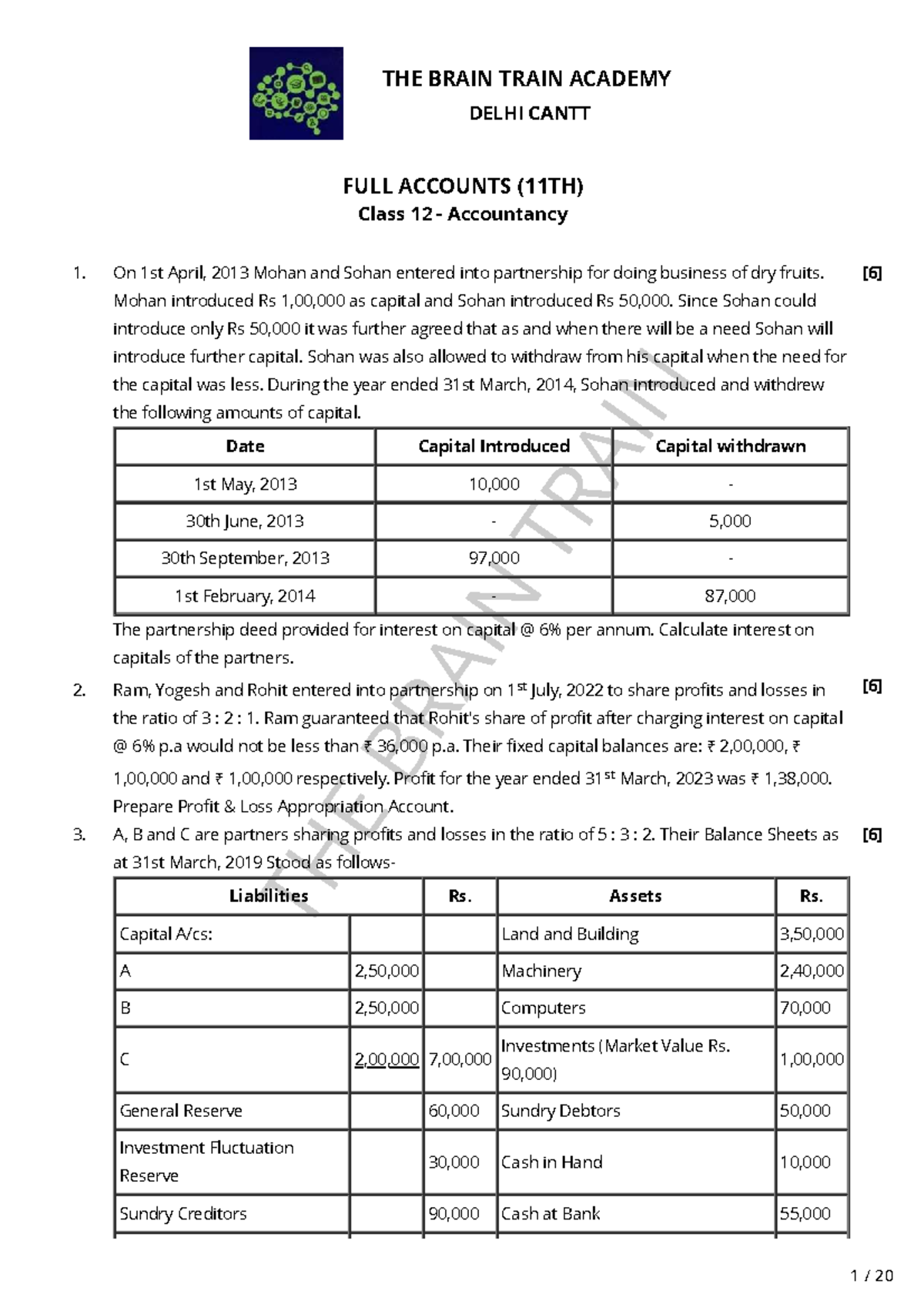 Class 12 Accountancy: Partnership and Capital Management Case Studies ...