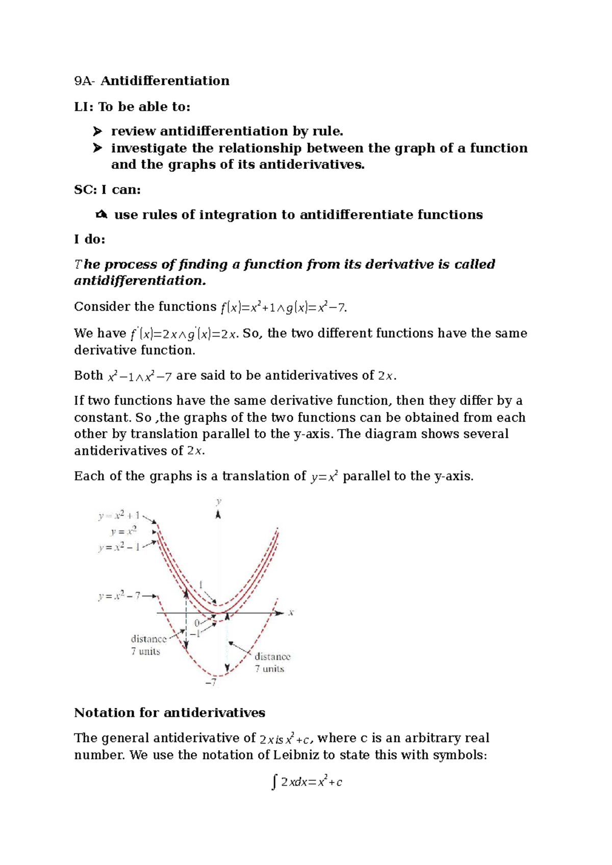 9A-Antidifferentiation: Exploring Antiderivatives and Integration Rules ...