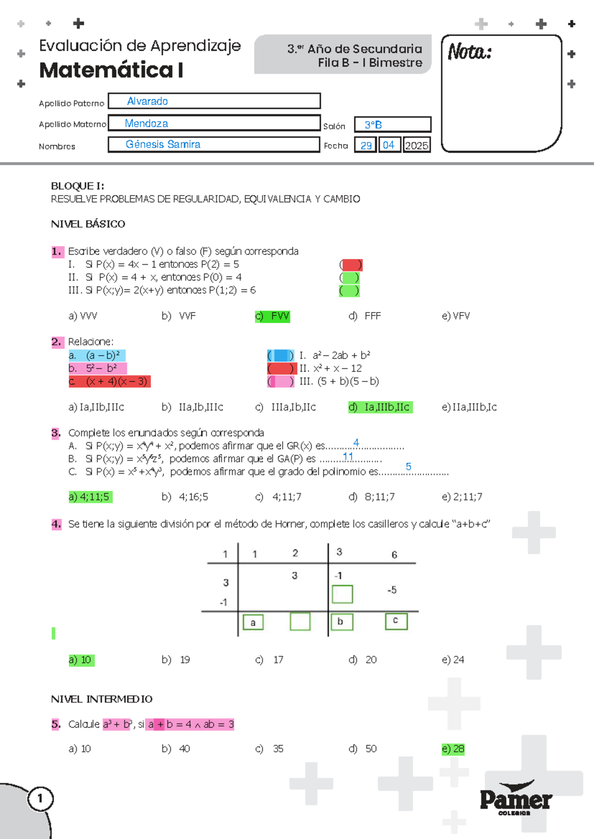 EDA S3 FILA B Matemática I - Evaluación de Aprendizaje 2025 - Studocu