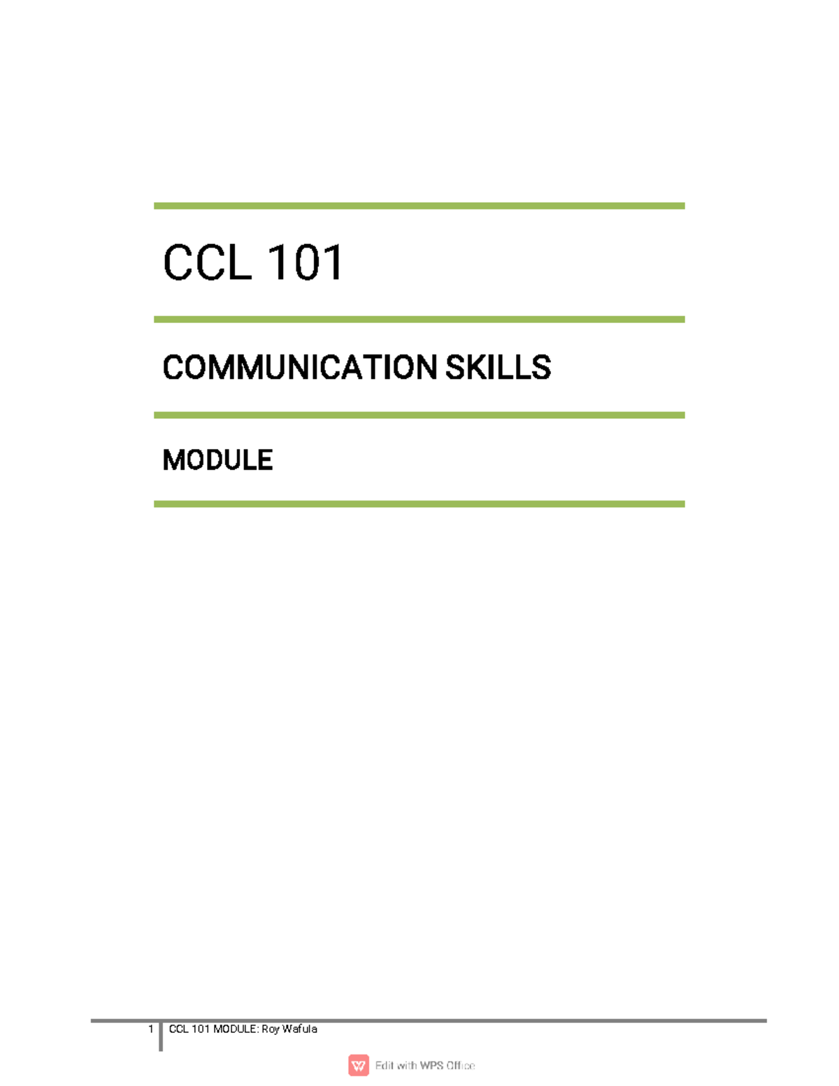 Communication skills module 230917 220352 - 1 CCL 101 MODULE:RoyWafula ...