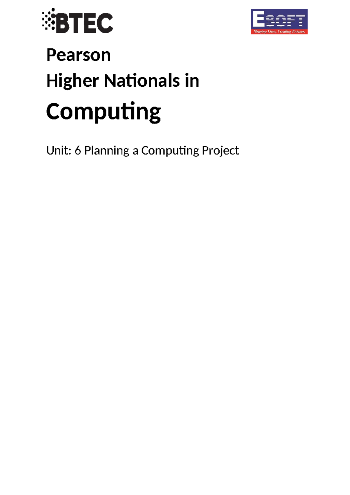 PCP - Dineth - pass - Pearson Higher Nationals in Computing Unit: 6 ...