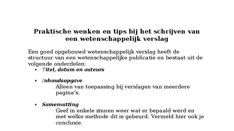 Wetenschappelijk Verslag 1: Praktische Tips voor Structuur en Inhoud ...