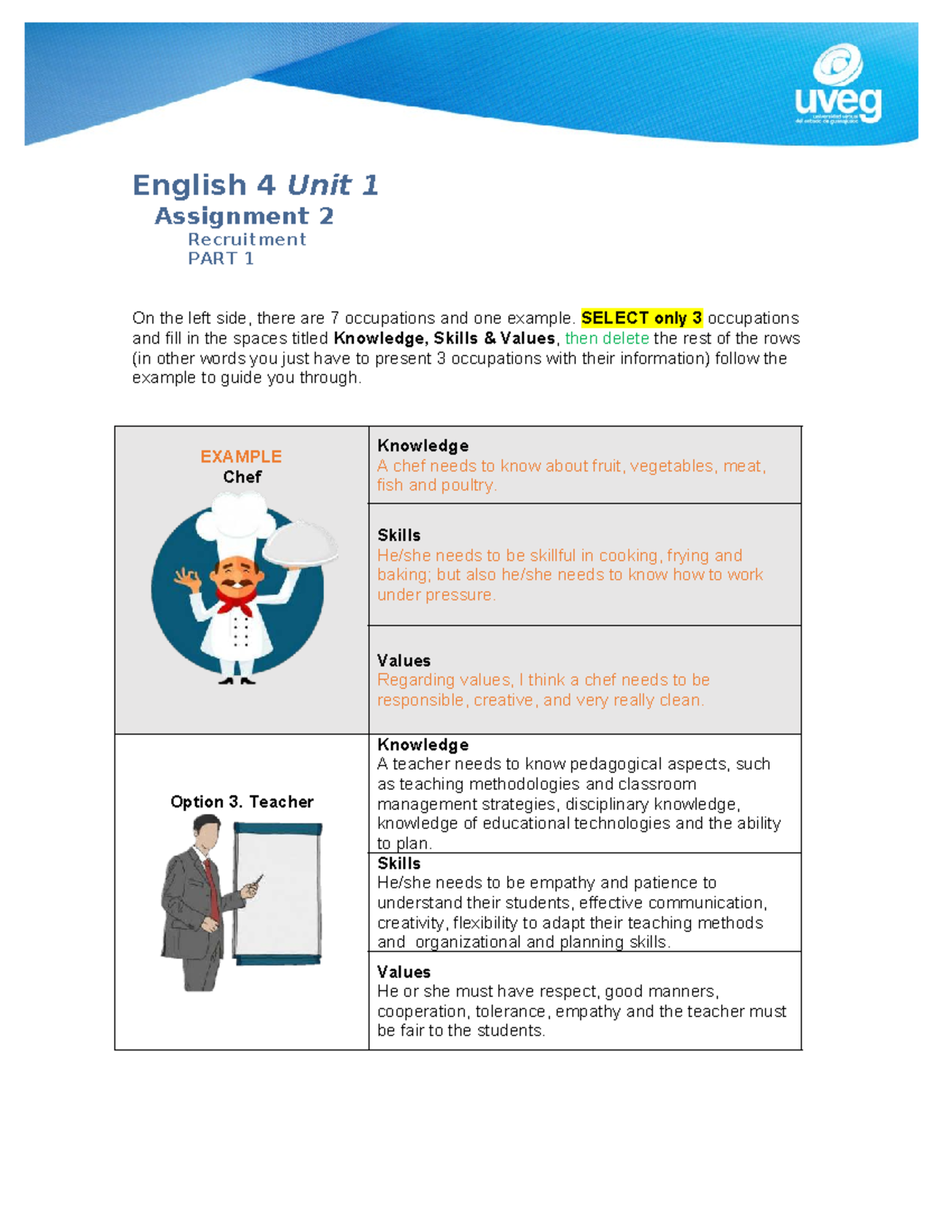 English 4 Unit 1 Assignment 2: Recruitment Analysis of 3 Occupations ...