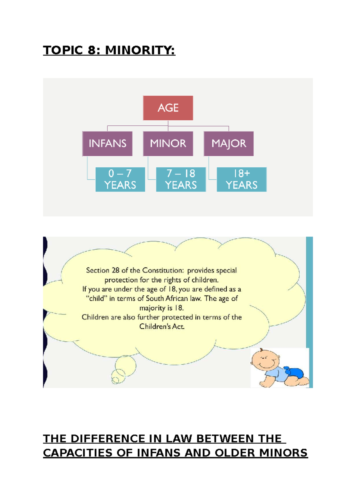 Topic 8: Minority - Infants vs. Older Minors in Juristic Acts - Studocu