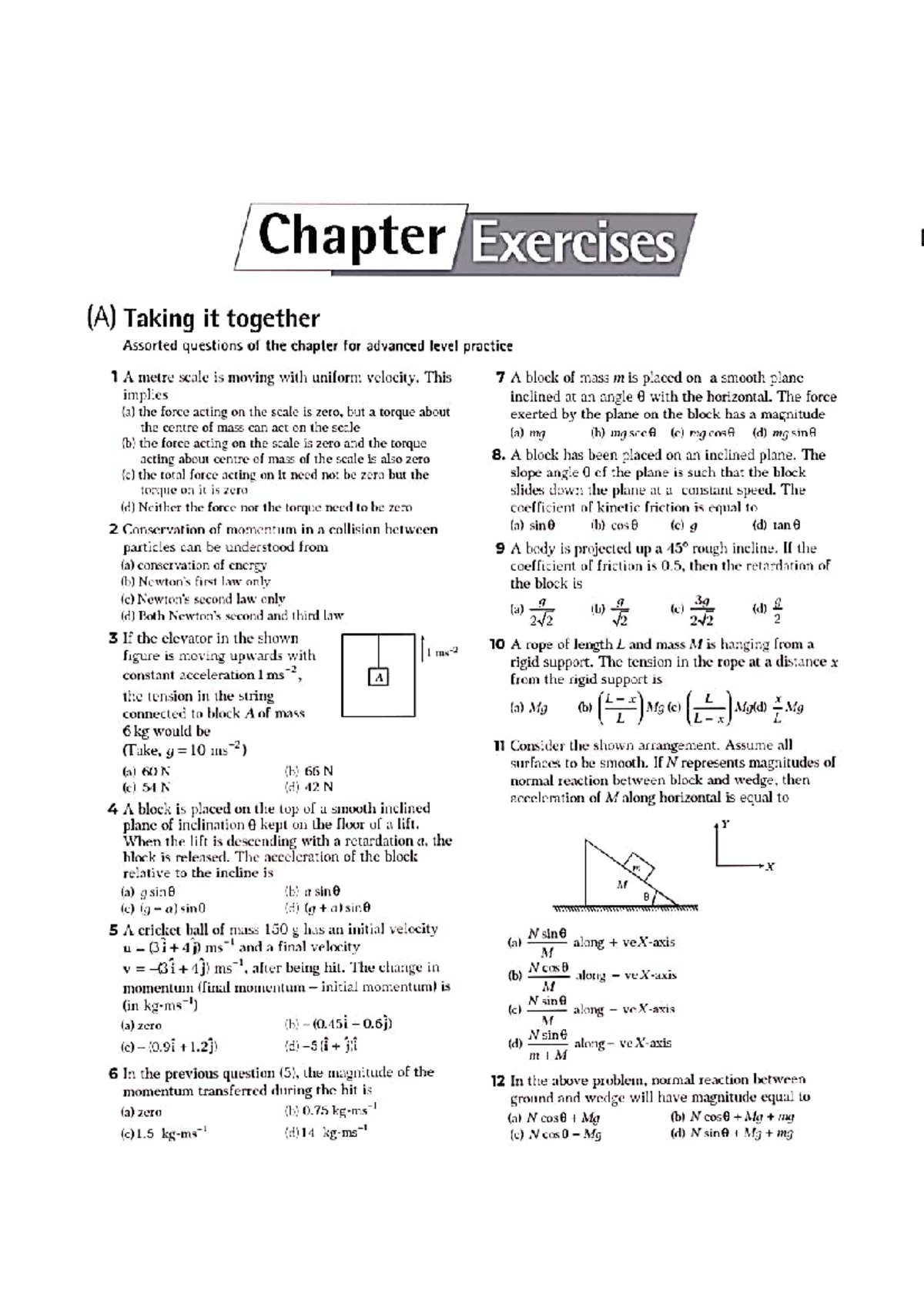 Chapter Exercises (PHY NEET) - Advanced Level Practice Questions - Studocu