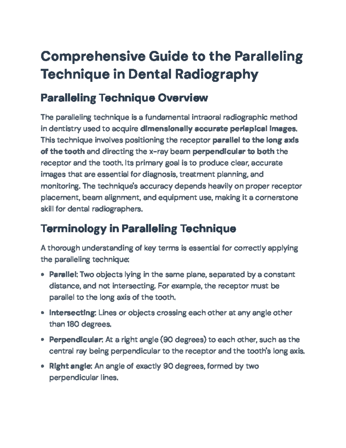 Comprehensive Guide to Paralleling Technique in Dental Radiography ...