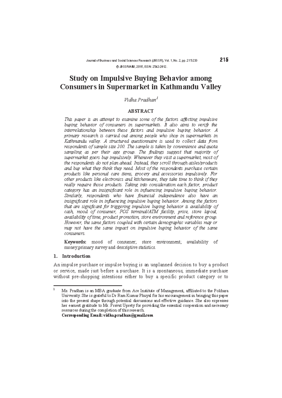 Impulsive Buying Behavior in Supermarkets: Insights from BUMA 30093 ...