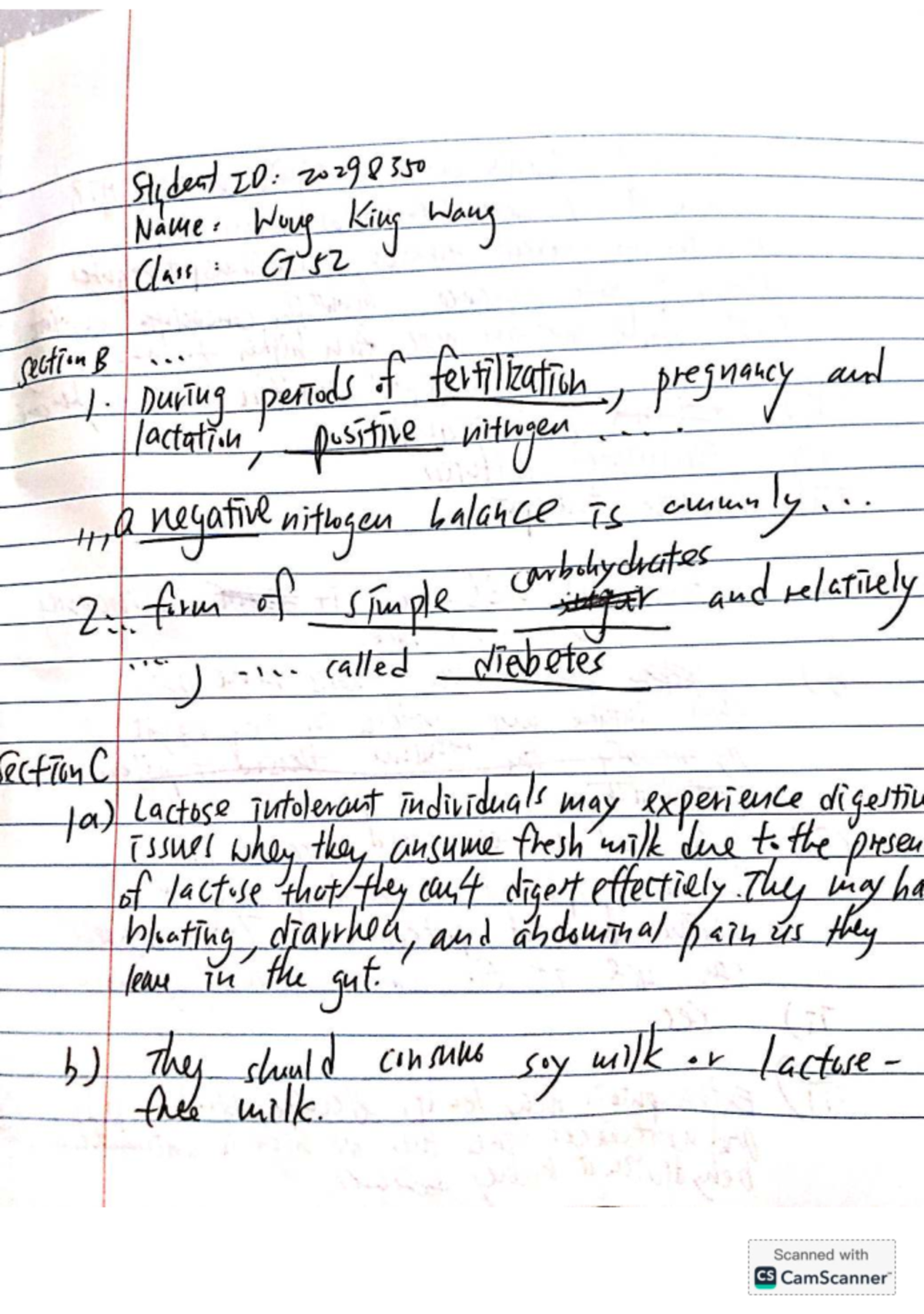 CT 52 Section B: Nutritional Science Notes on Lactation & Metabolism ...