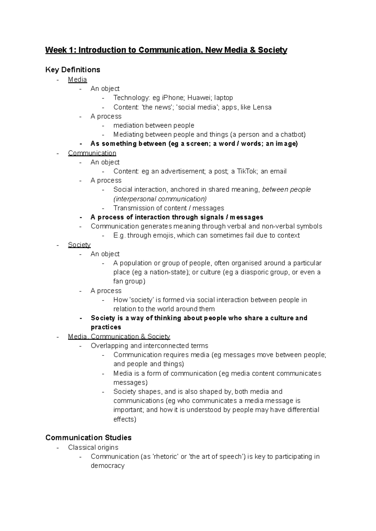 NM1101E Notes - sem 1 summary - Week 1: Introduction to Communication ...