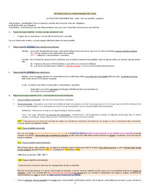 Cours de droit des obligations 2021仏語 DRC2514 - uOttawa - Droit des obligations III - Studocu