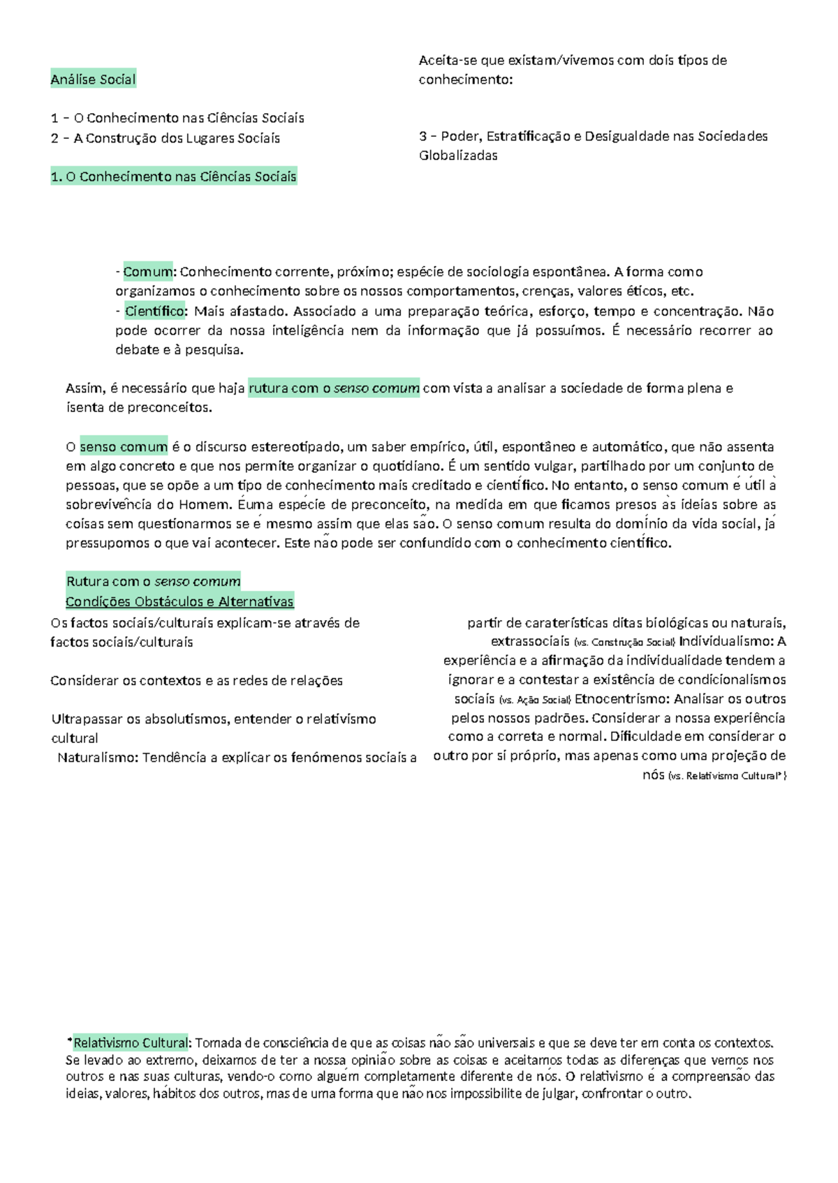 Análise Social 1: Conhecimento e Estratificação nas Ciências Sociais ...
