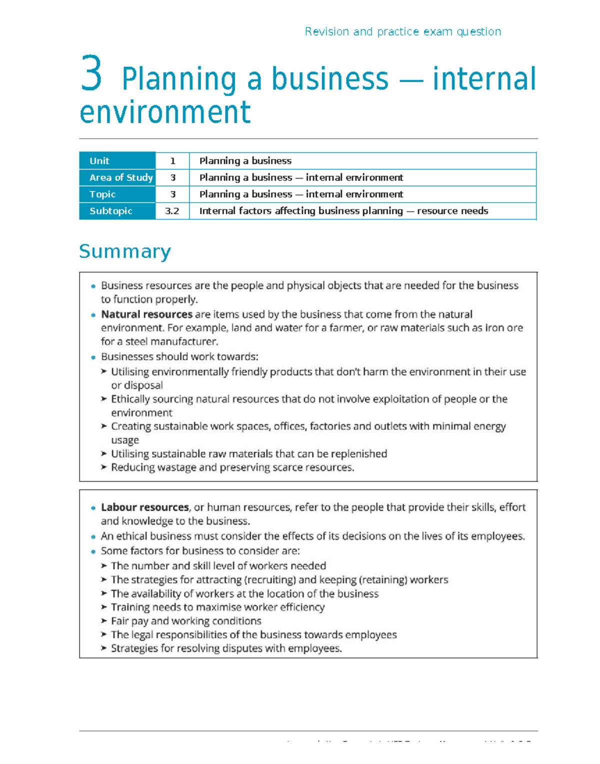 VCE Business Management Unit 1: Area of Study 3 Revision & Practice ...