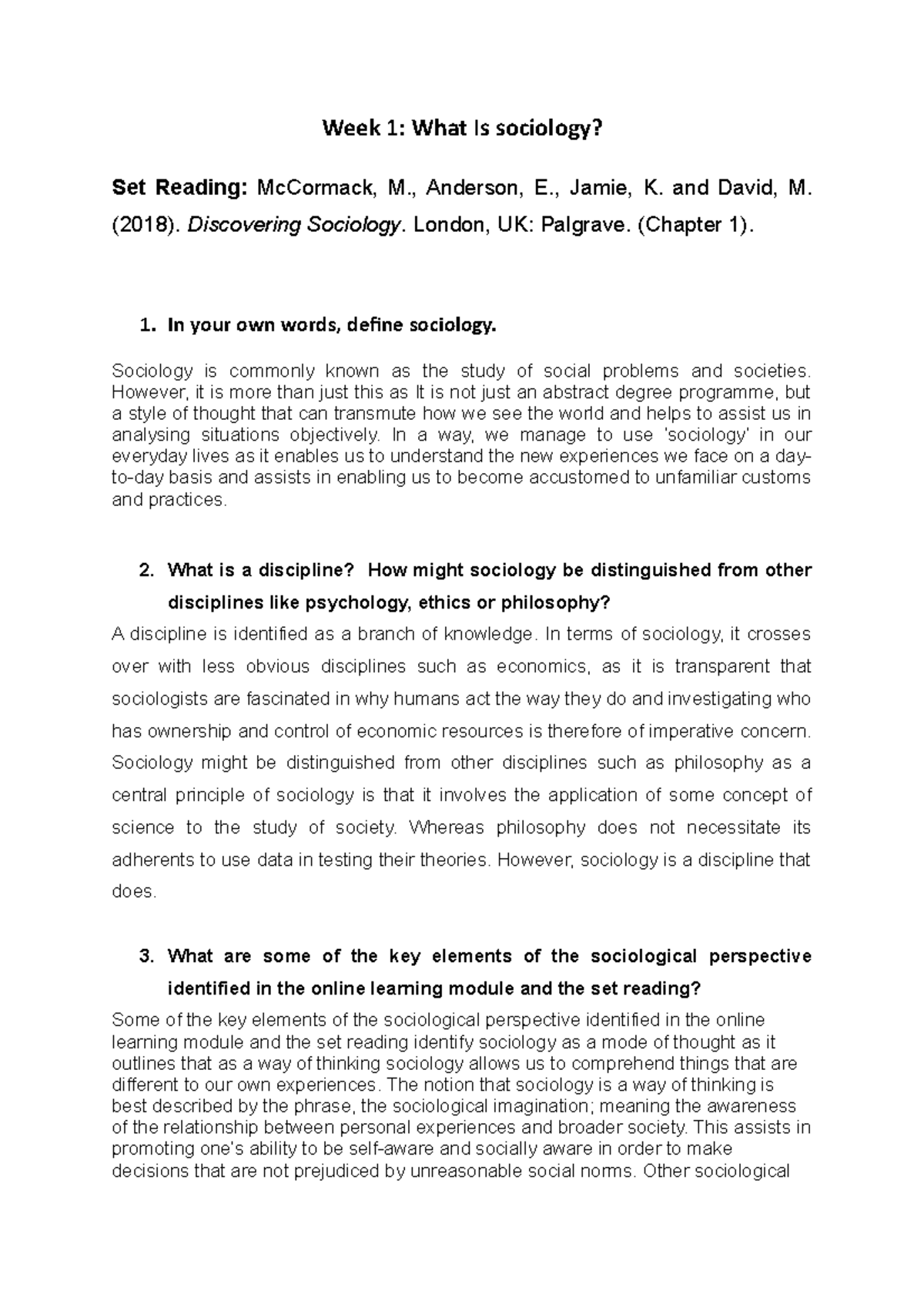 Week 1 Workbook: Understanding the Fundamentals of Sociology - Studocu