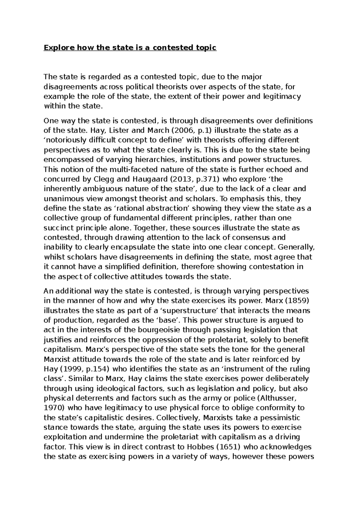 The State as a Contested Topic: Perspectives and Theories - Studocu