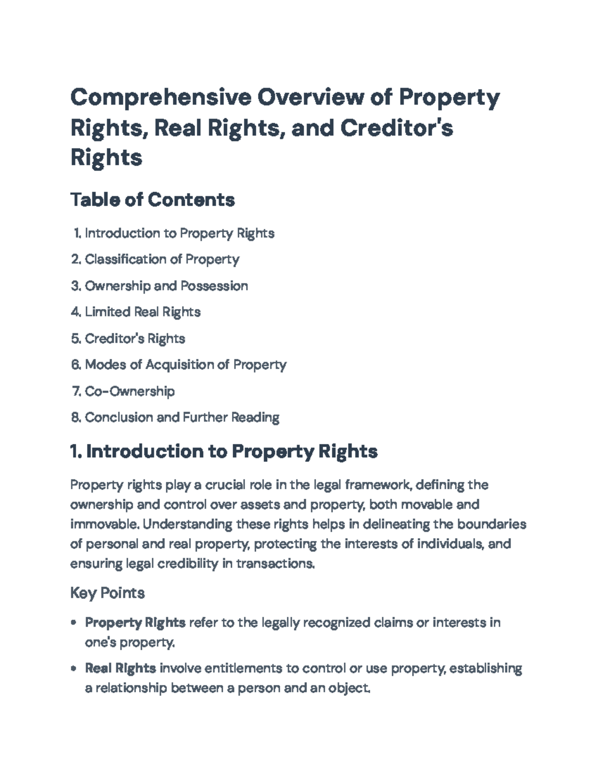 Understanding Property Rights, Real Rights & Creditor's Rights - Course ...
