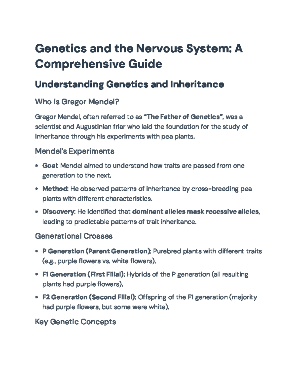 Comprehensive Guide to Genetics and the Nervous System: Key Concepts ...