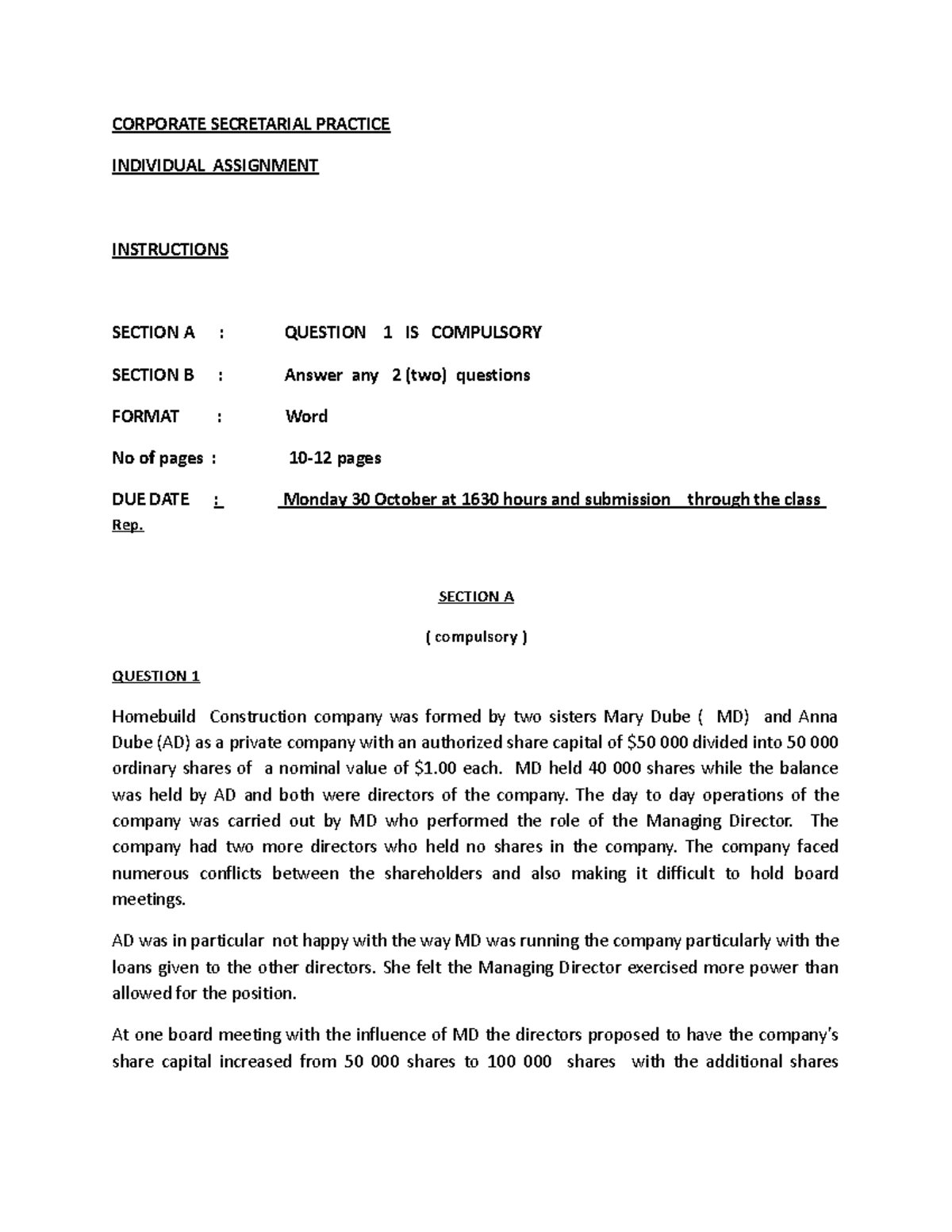 Corporate Secretarial Practice Assignment 1.2.2 - 2023 Exam Questions ...