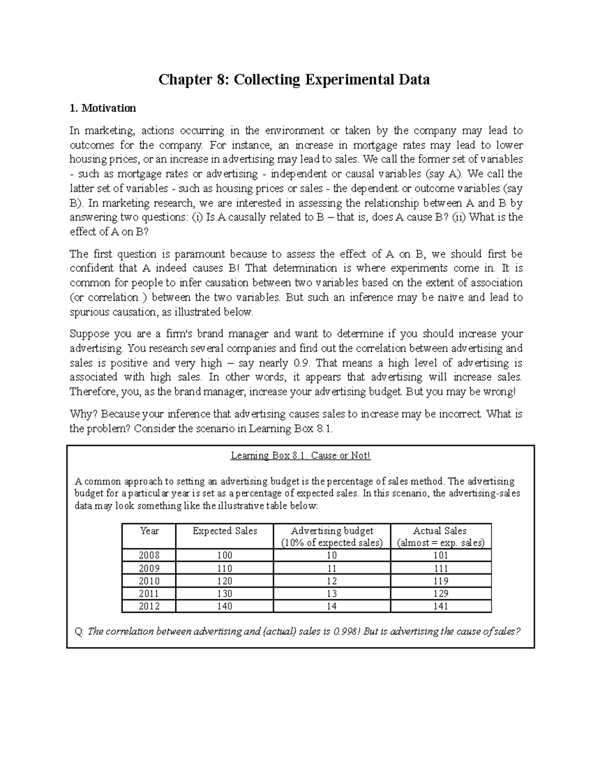 WWDM Chapter 8 - Collecting Experimental Data - Chapter 8: Collecting ...