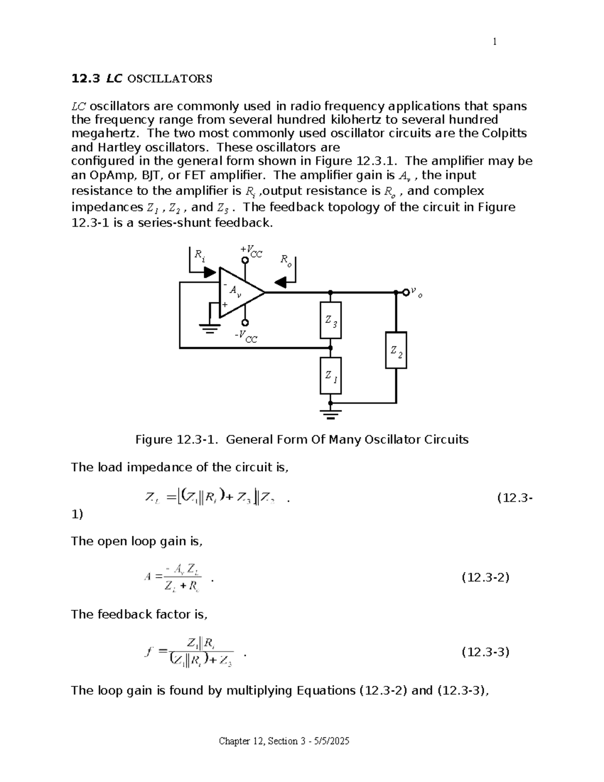 CH12-3 - LC Oscillators: Colpitts and Hartley Circuit Analysis - Studocu