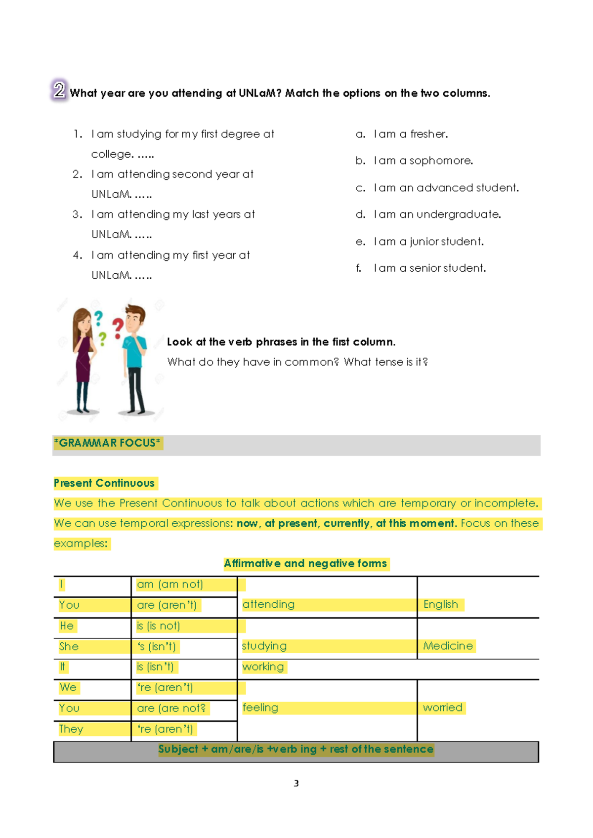 UNLaM Module-1: Present Continuous & Adjective Comparisons Guide - Studocu
