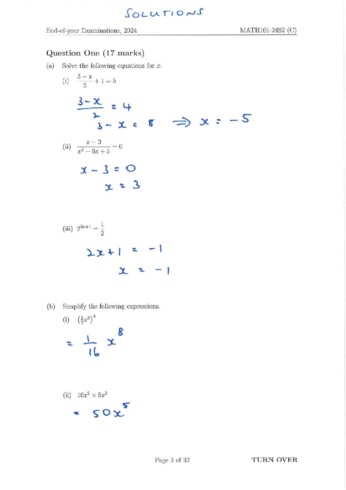 MATH101-24S2 Final Exam Solutions and Detailed Answers - Studocu