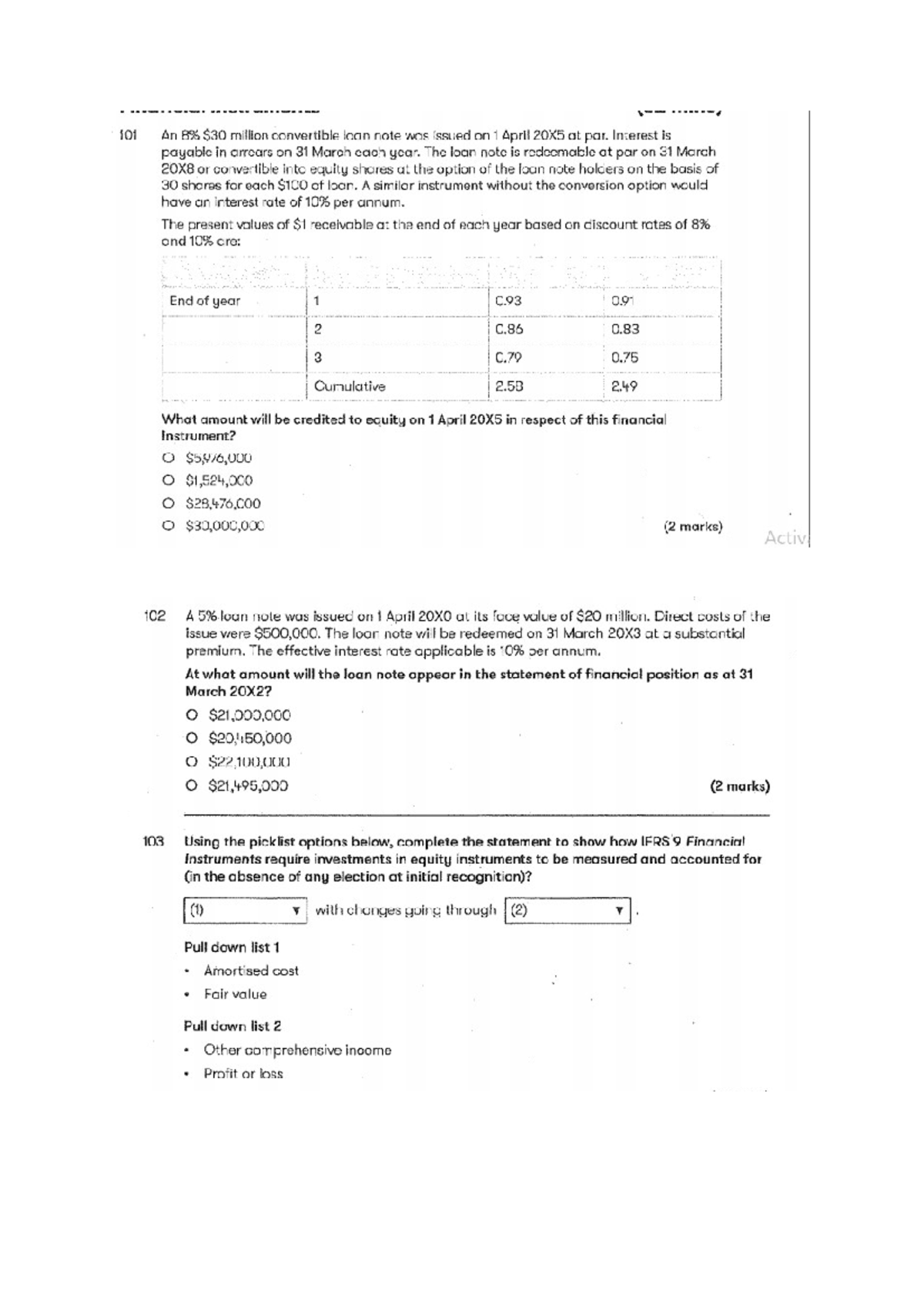 FA3 Test Practice: Financial Instruments and Accounting Policies - Studocu