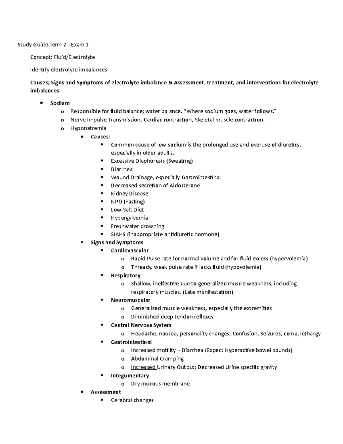Study Guide Exam 1 - lecture notes - Study Guide Term 2 - Exam 1 ...