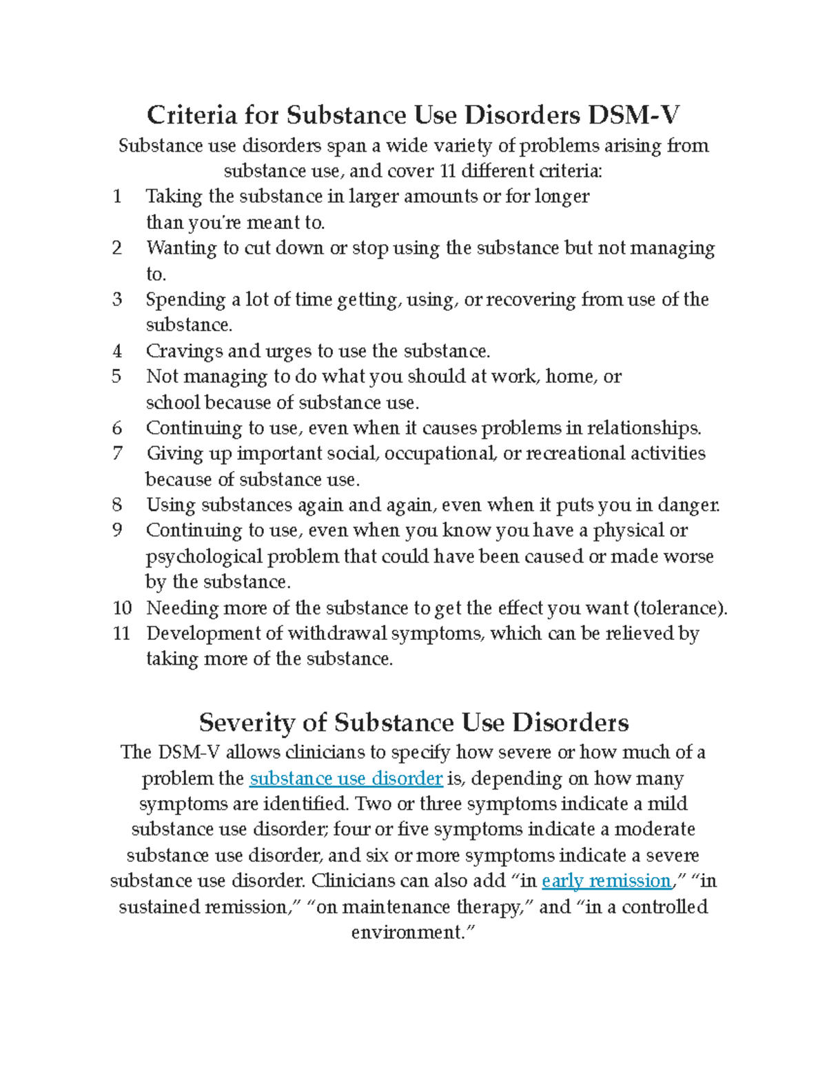 Criteria for Substance Use Disorders: Understanding Severity Levels ...