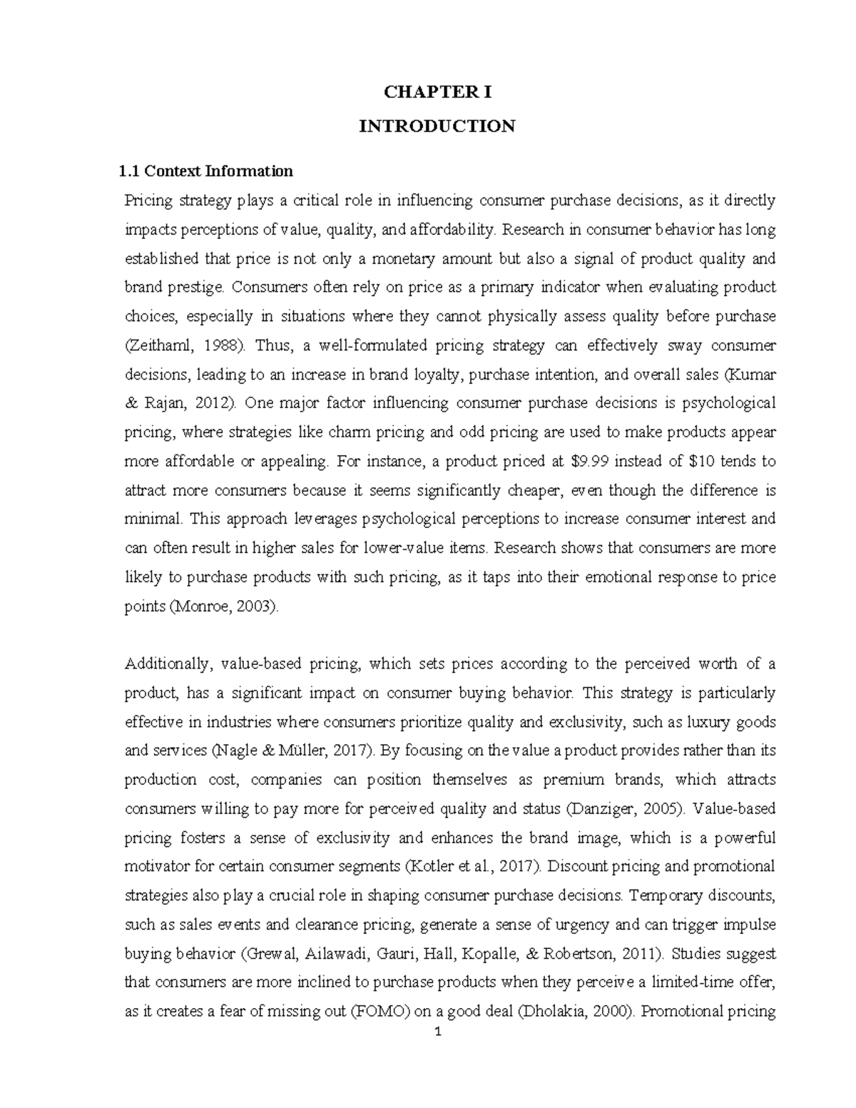 Pricing Strategies and Consumer Behavior: Insights from CHAPTER I ...