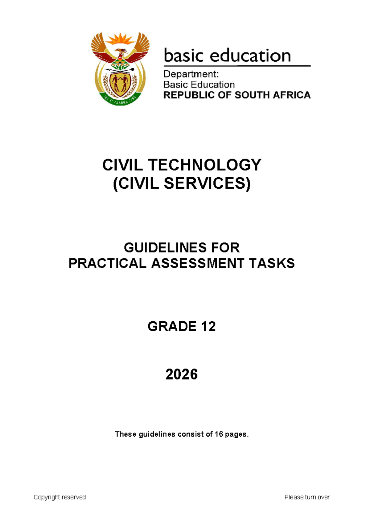 Civil Technology (CIVIL SERVICES) PAT Guidelines for Grade 12 2026 ...