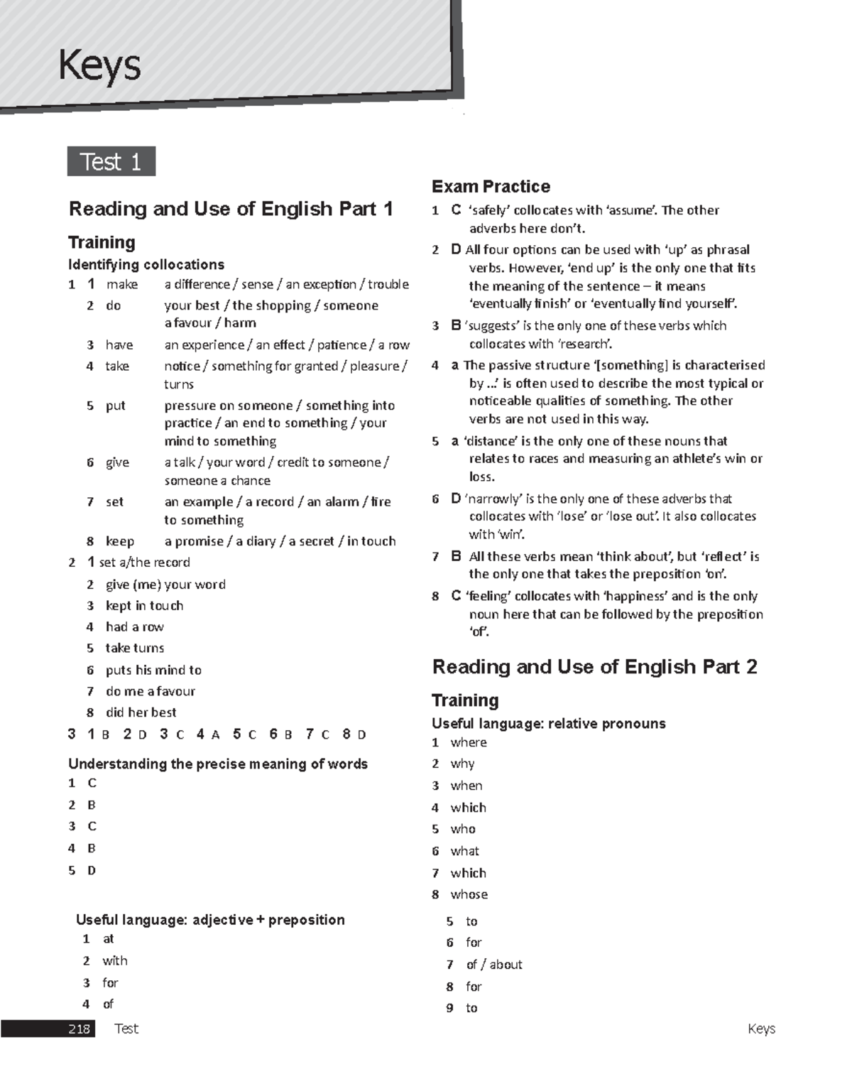 C1 Advanced Trainer 2: Answer Keys and Exam Practice Insights - Studocu