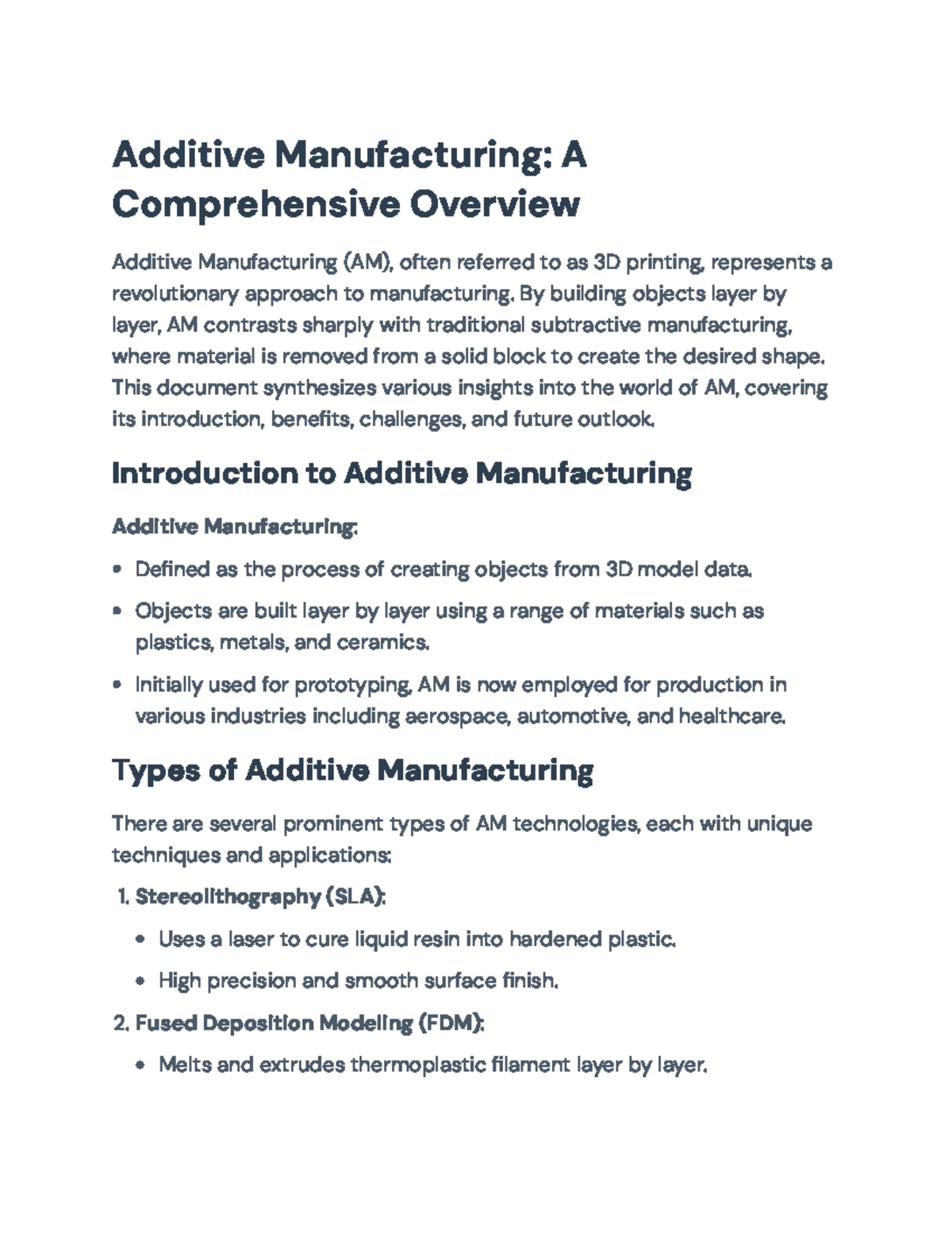 Additive Manufacturing (AM) Overview: Benefits, Challenges & Future ...