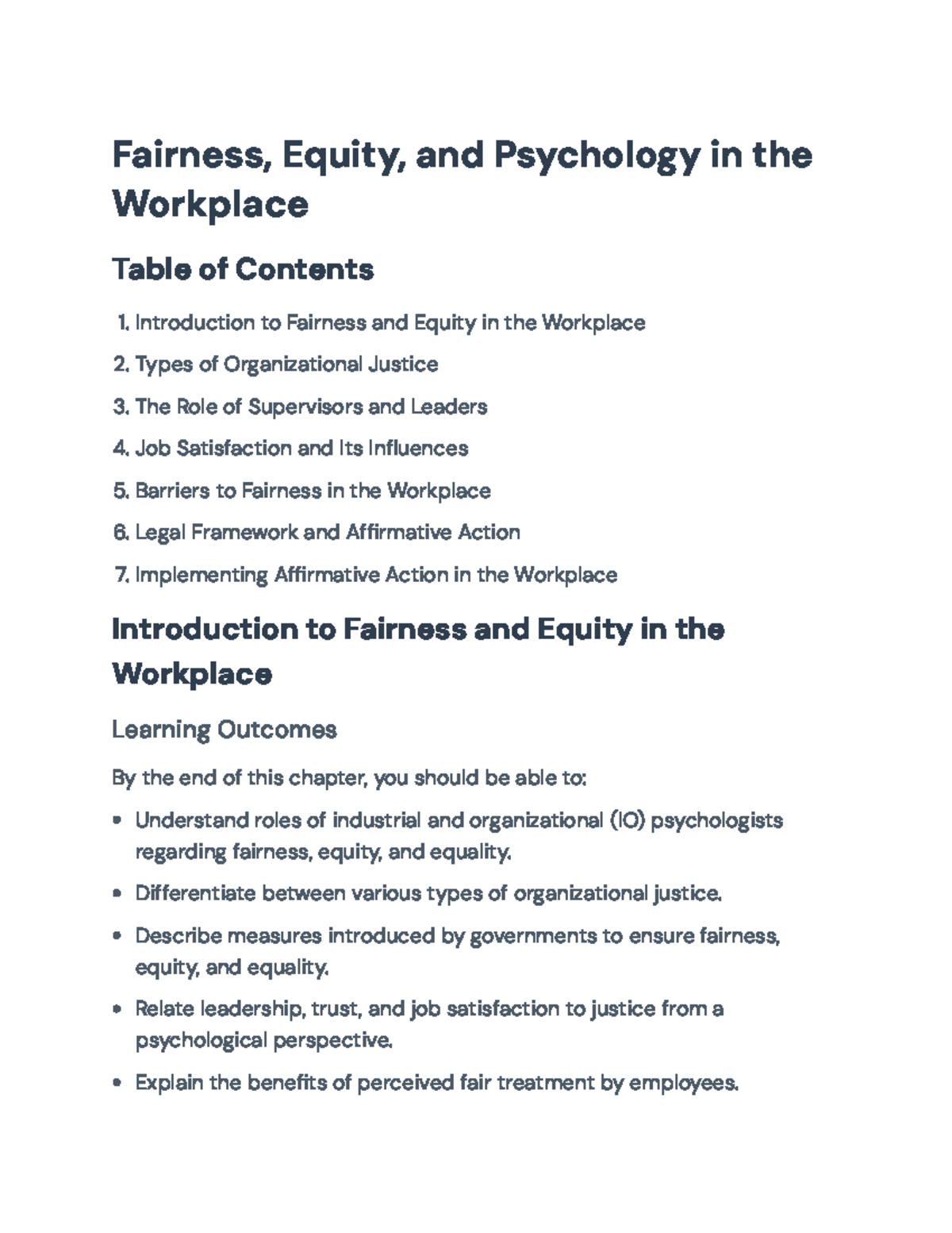 Fairness, Equity, and Organizational Psychology in the Workplace: An ...