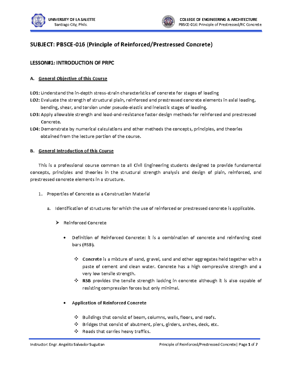 PBSCE-016: Lesson 1 - Introduction to Reinforced/Prestressed Concrete ...