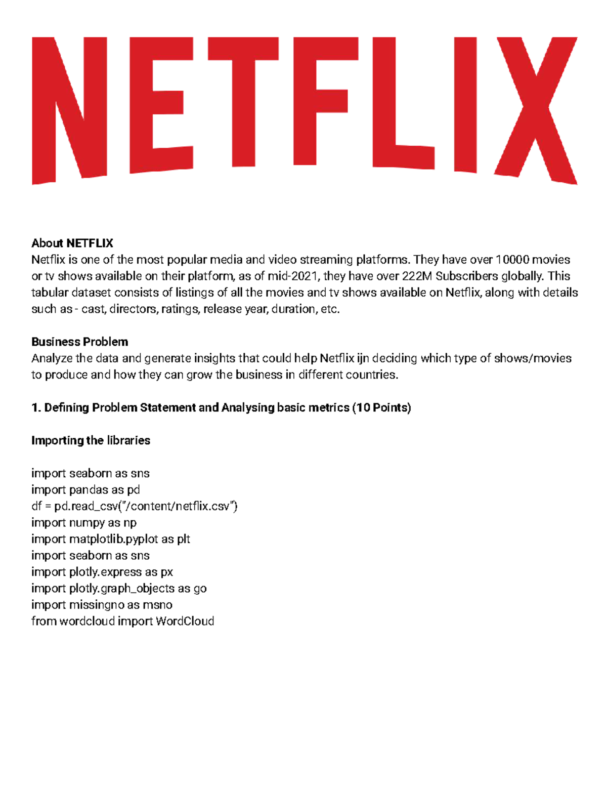 Sandesh Netflix case study compressed - About NETFLIX Netflix is one of ...