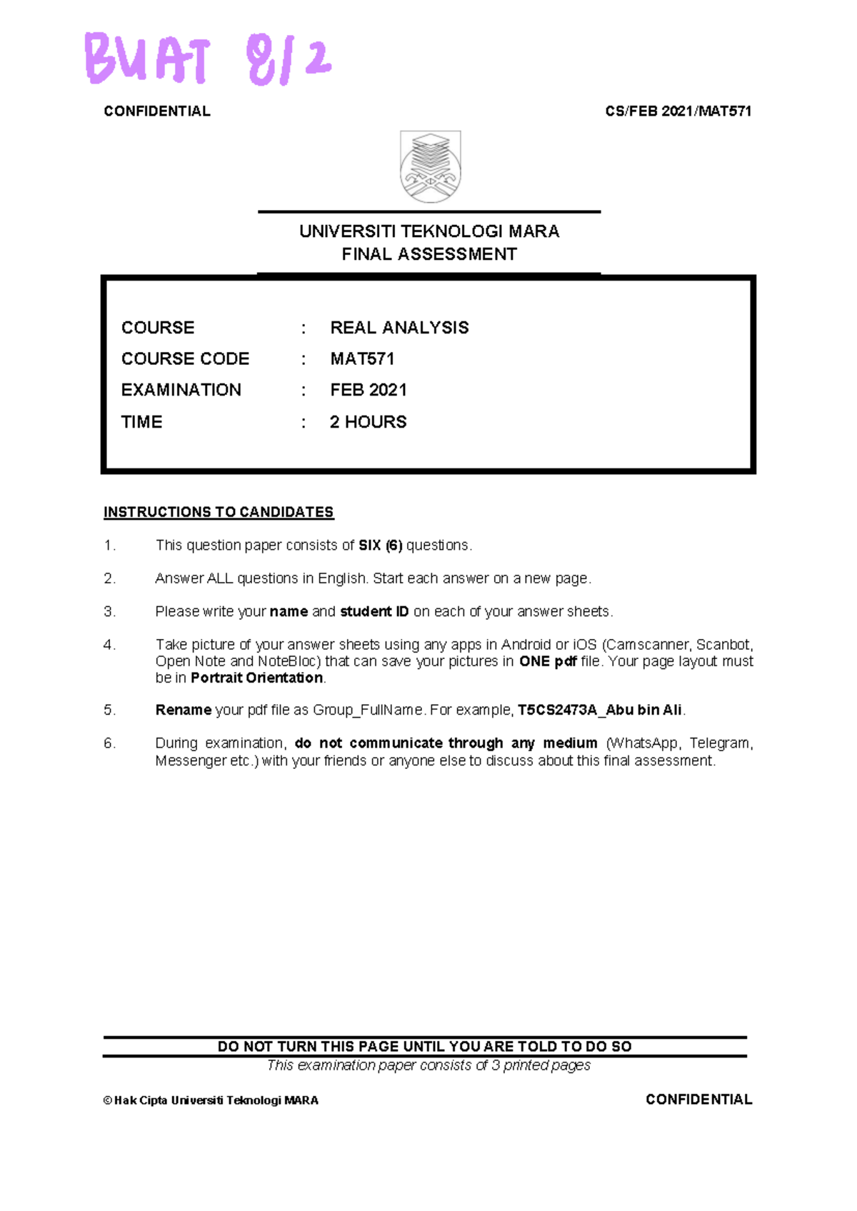 MAT 571 Final Exam Questions - February 2021 - Studocu