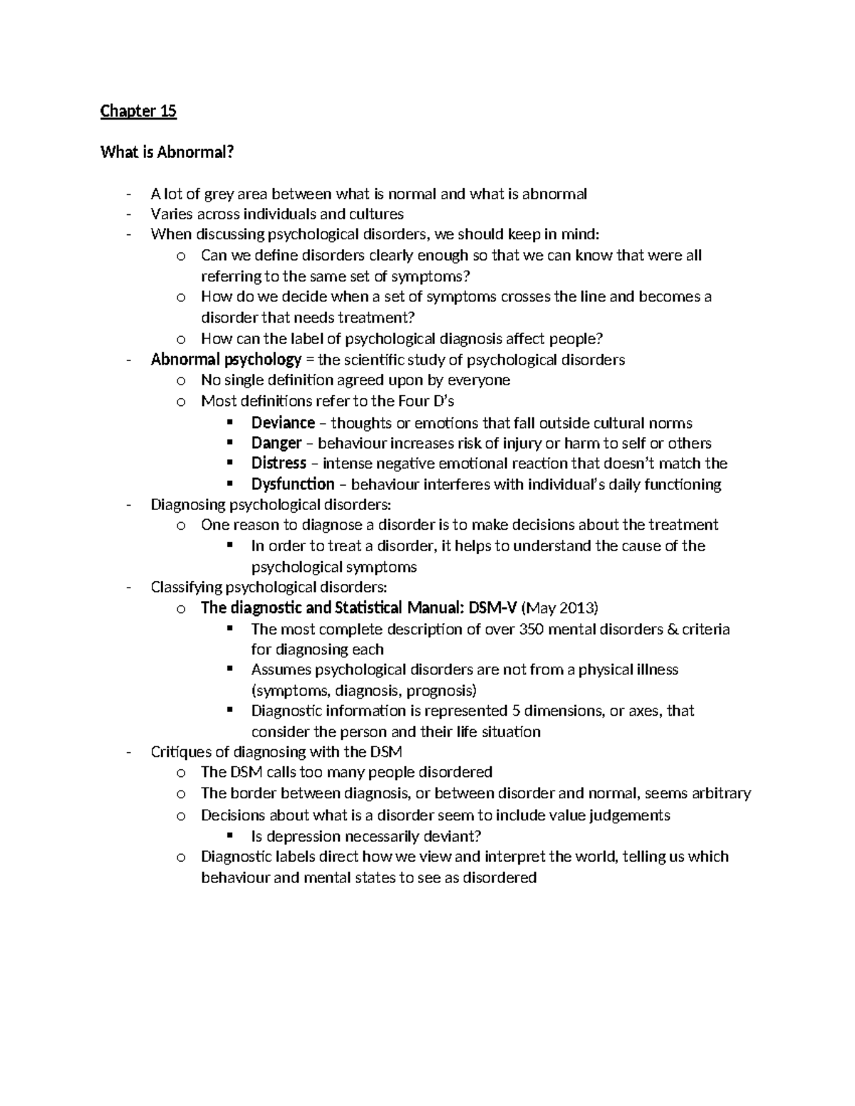 Chapter 15: Understanding Abnormal Psychology - PS101 - Studocu
